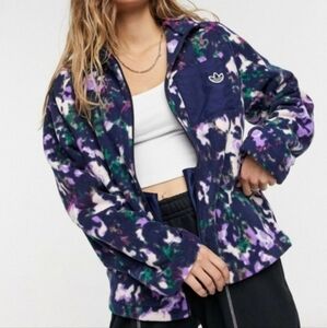 Adidas Originals Bellista Purple Camo Printed Polar Fleece Zip Up Jacket